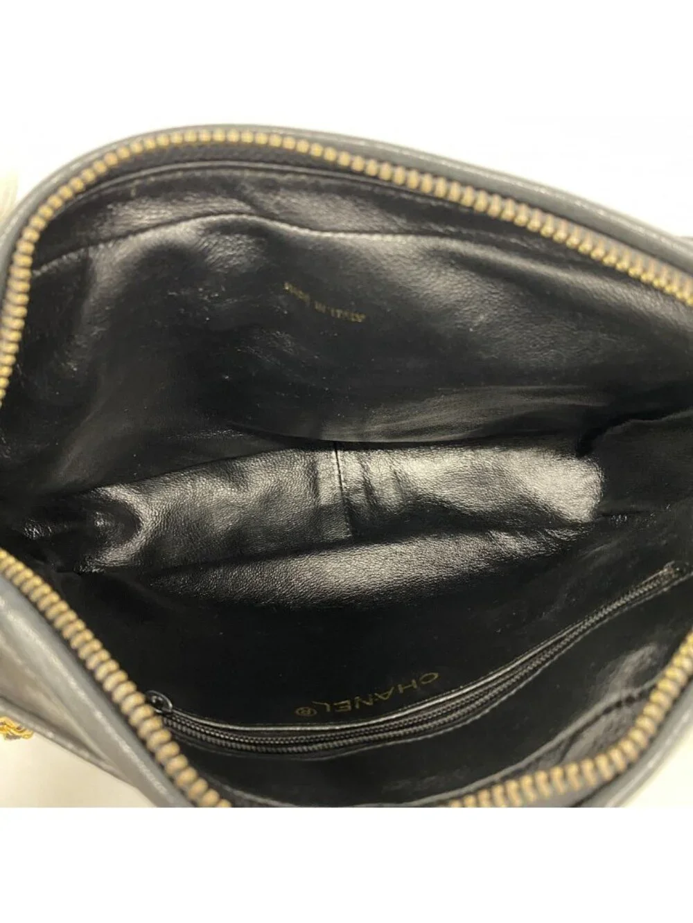 Chanel Shoulder Bag Quilted Lambskin Black Gold